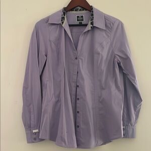 Express Purple Button Down Shirt Classic Fit Women Size L